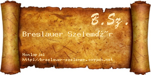 Breslauer Szelemér névjegykártya